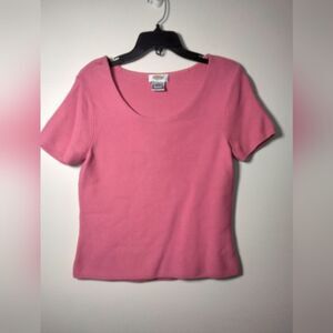 Talbots Pink Women's Knit Top Scoop Neck Short Sleeve